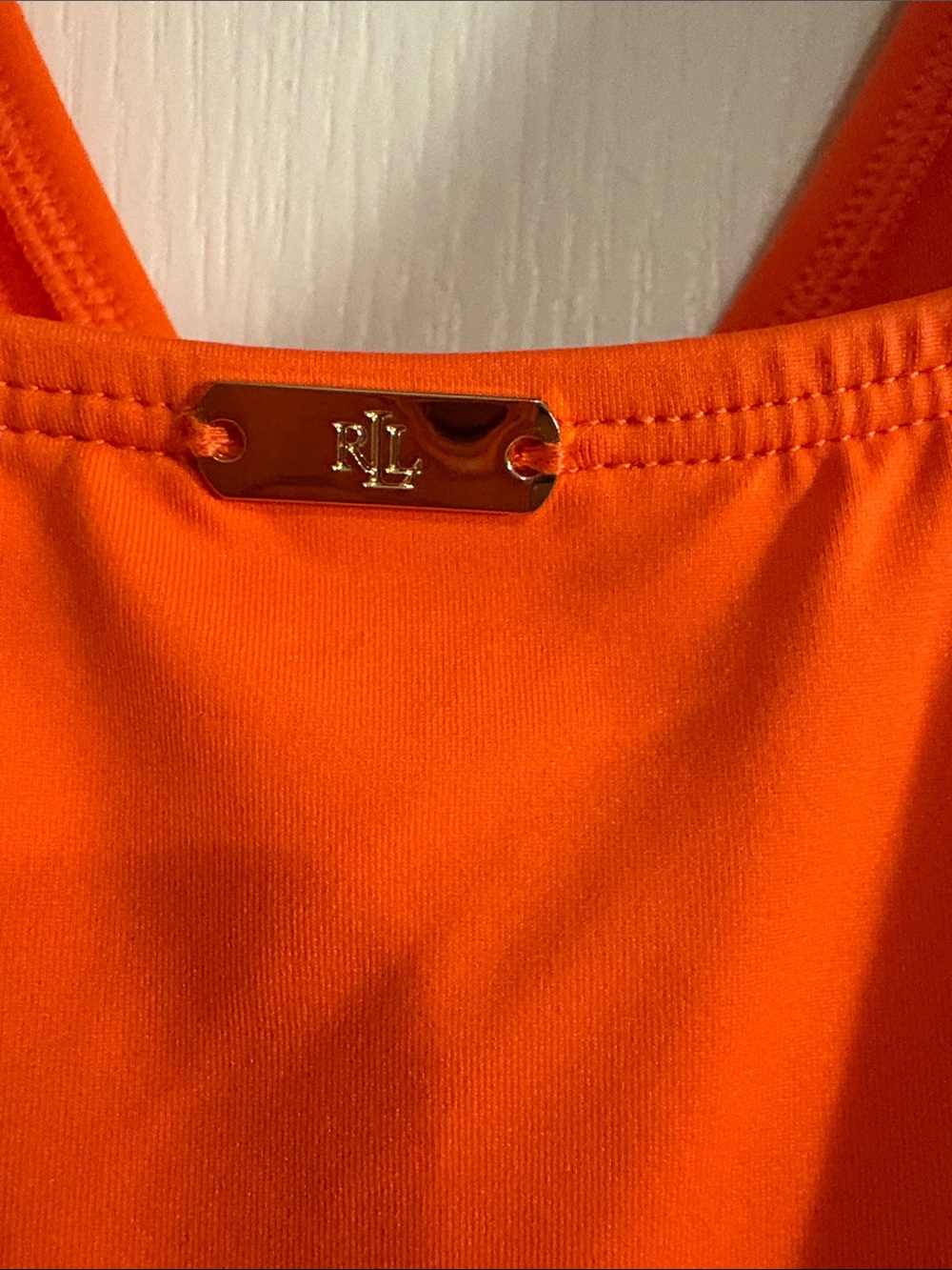Ralph Lauren Orange Ruched One-Piece Swimsuit - Picture 7 of 9